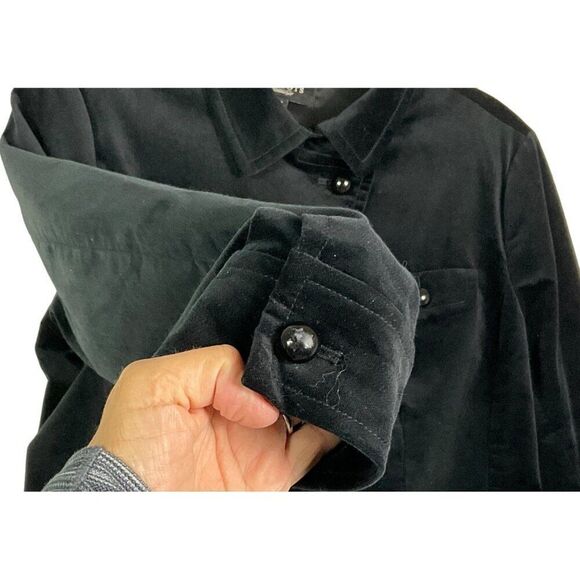 Talbots Women's Black Velvet Peplum Blazer Jacket Size 12, Lined, Pockets - Picture 3 of 11